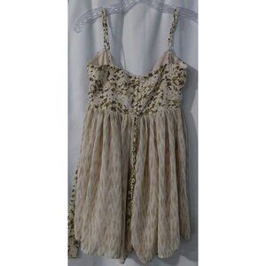 Entro Tank Top Size Small Blouse Cream White Green Bows Spaghetti Straps Lined